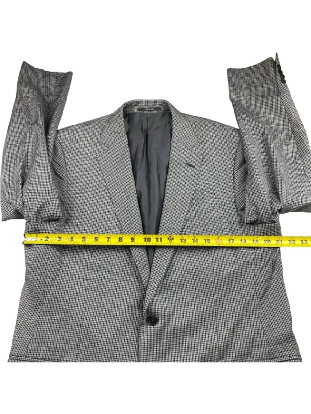Ermenegildo Zegna Men’s Wool/Silk 2-Button Blazer Gray Plaid • Italy • 44R US